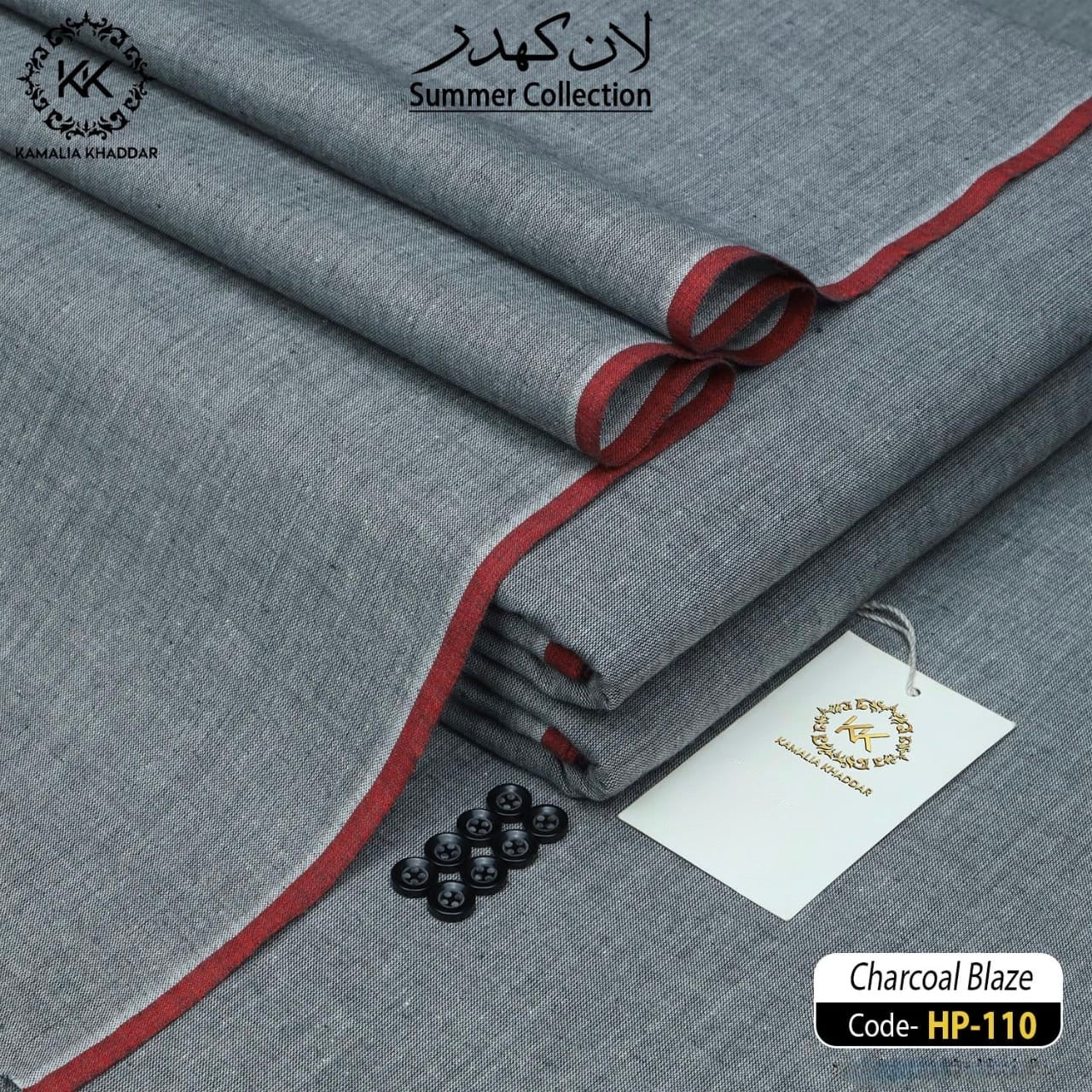 Charcoal Blaze Kamalia Khaddar β 100% Pure Khaddar | Handwoven | Summer Fabric | Since 1983 π§΅π₯HP-110