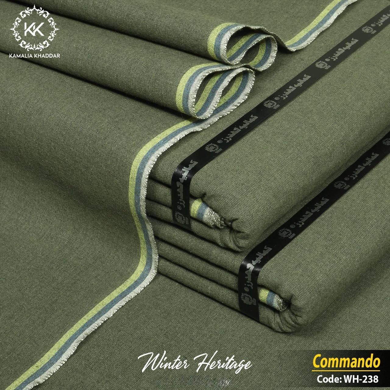 Commando Green Kamalia Khaddar β Handwoven Winter Heritage Fabric π§΅