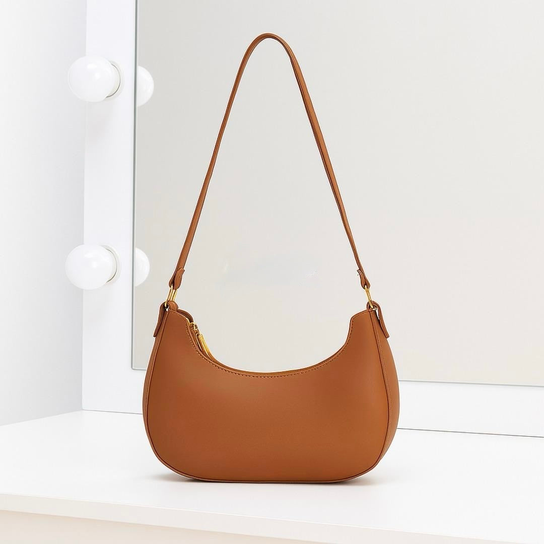 🤎🌙 Brown Moon Bag – Classic Crescent Crossbody Handbag for Women ✨👜