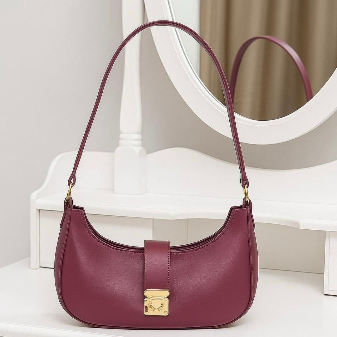 🍷🌙 Maroon Moon Bag – Elegant Crescent Crossbody Handbag for Women ✨👜
