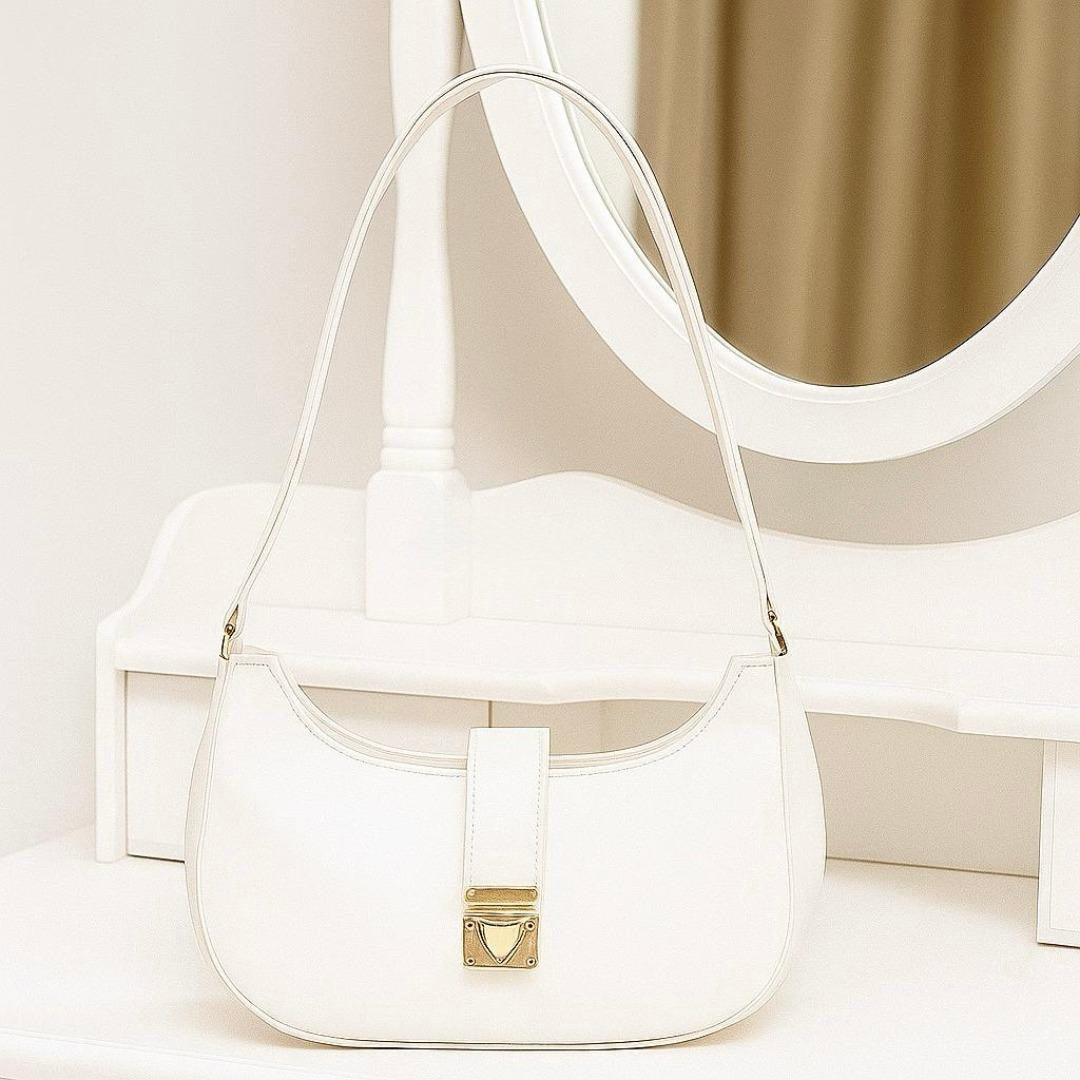 🤍🌙 Pure White Moon Bag – Elegant Crescent Crossbody Handbag for Women ✨👜