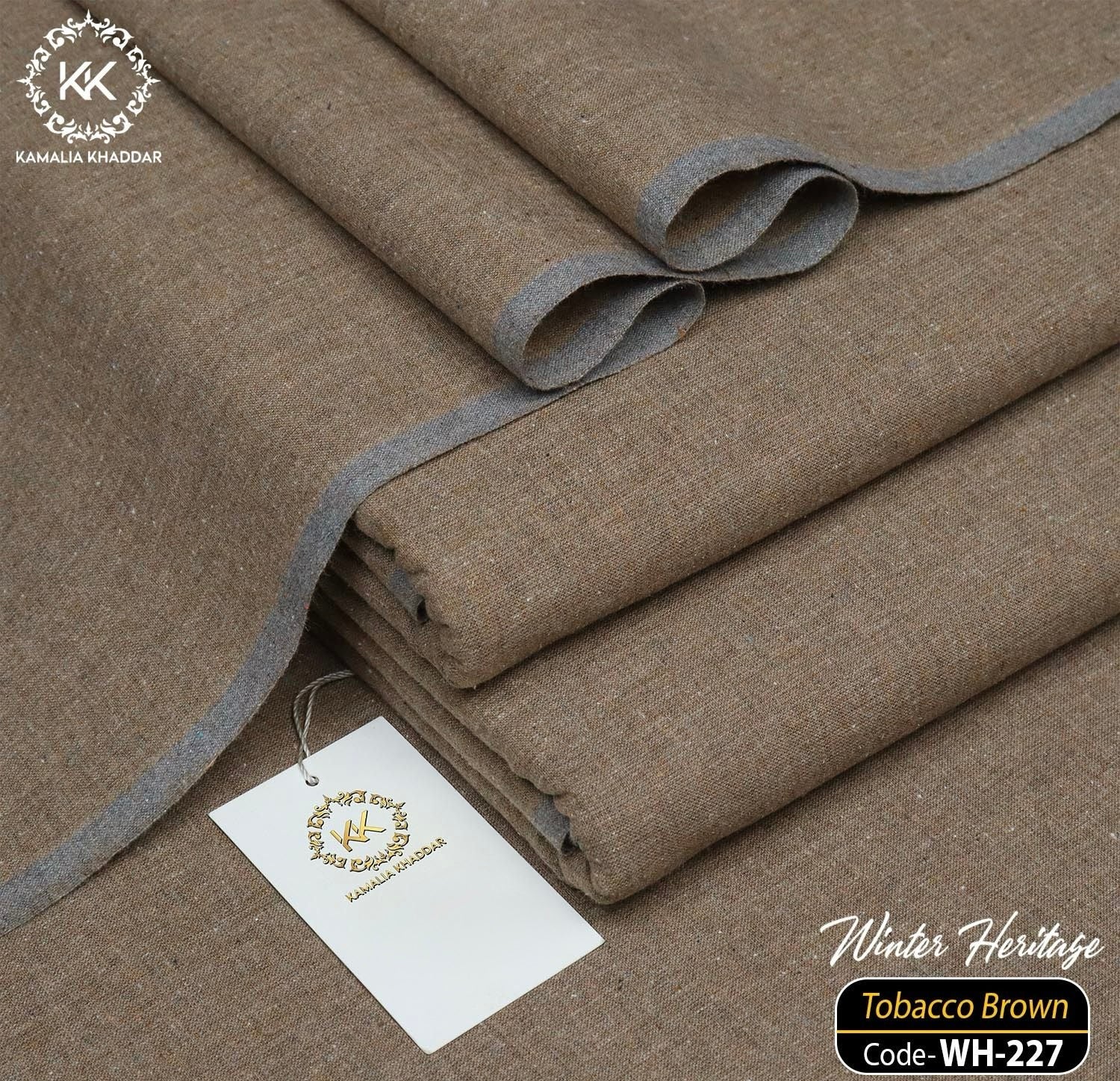 Tobacco Brown Kamalia Khaddar – Premium Handspun & Handwoven Winter Luxe Fabric 🧵