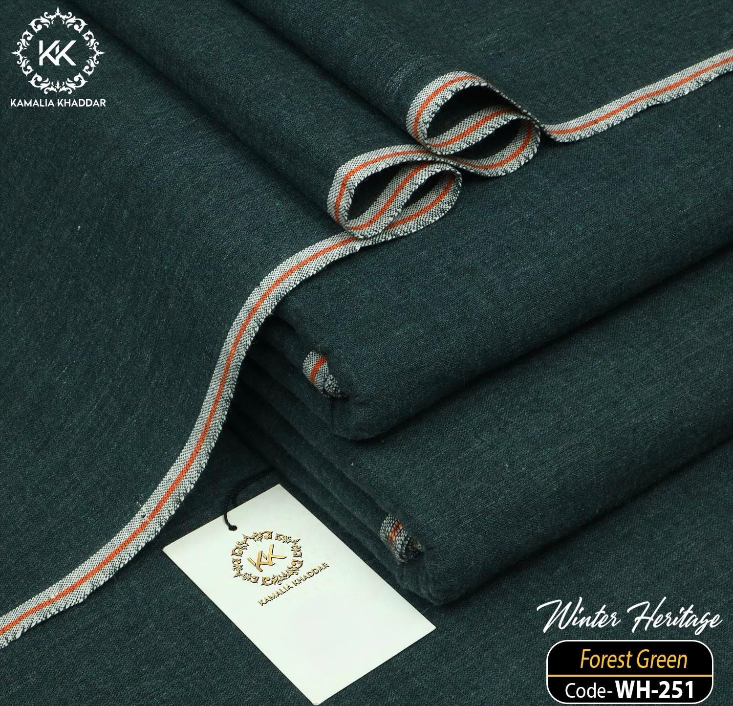 Forest Green Kamalia Khaddar – Handwoven Winter Luxe Heritage Fabric 🍂