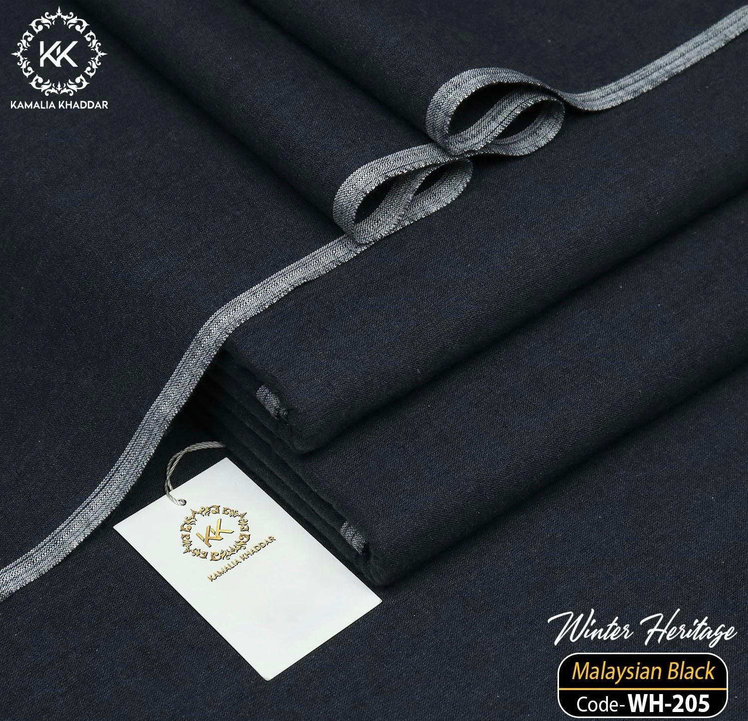 Malaysian Black Kamalia Khaddar – Premium Handwoven Winter Luxe Fabric 🧵