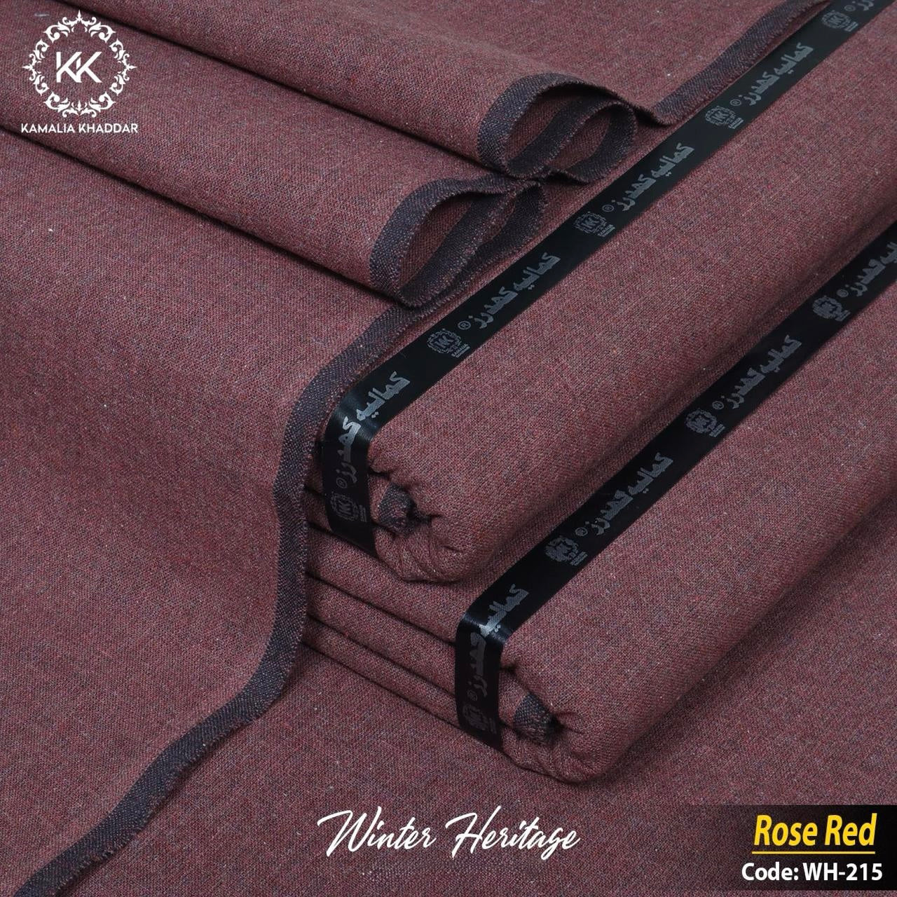 Rose Red Kamalia Khaddar – Premium Handwoven Winter Luxe Fabric 🔥
