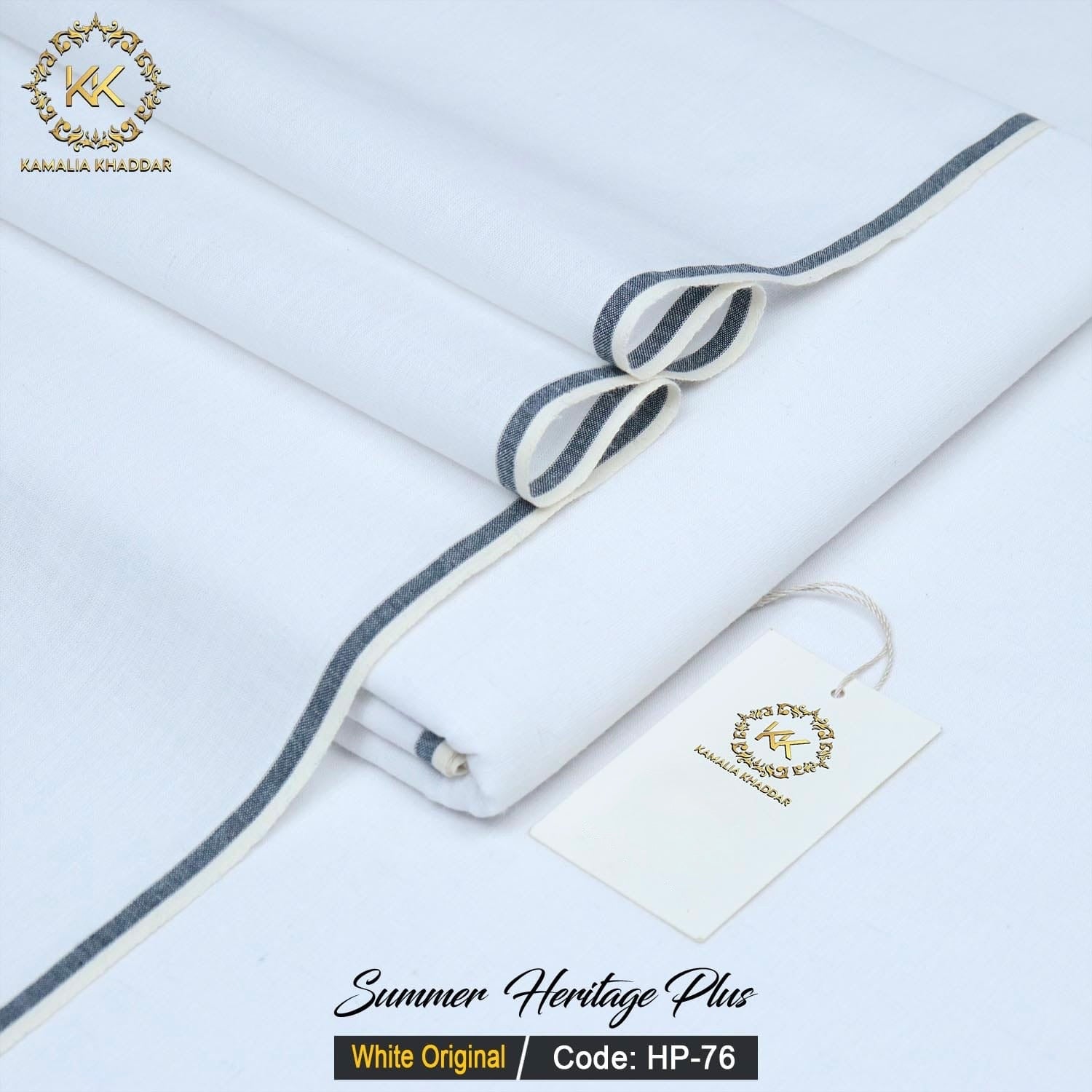 White Original Kamalia Khaddar – Signature Luxury Handwoven Fabric | 100% Pure Khaddar | Since 1983 🧵🤍👑HP-76