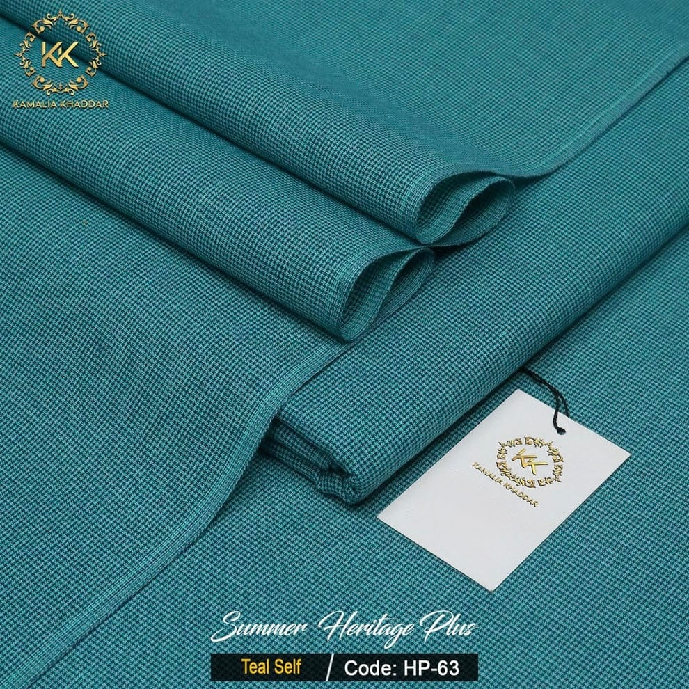 Teal Self Kamalia Khaddar – 100% Pure Handwoven Fabric with Self-Texture | Premium Heritage Collection | Since 1983 🧵🦚🌊HP-63