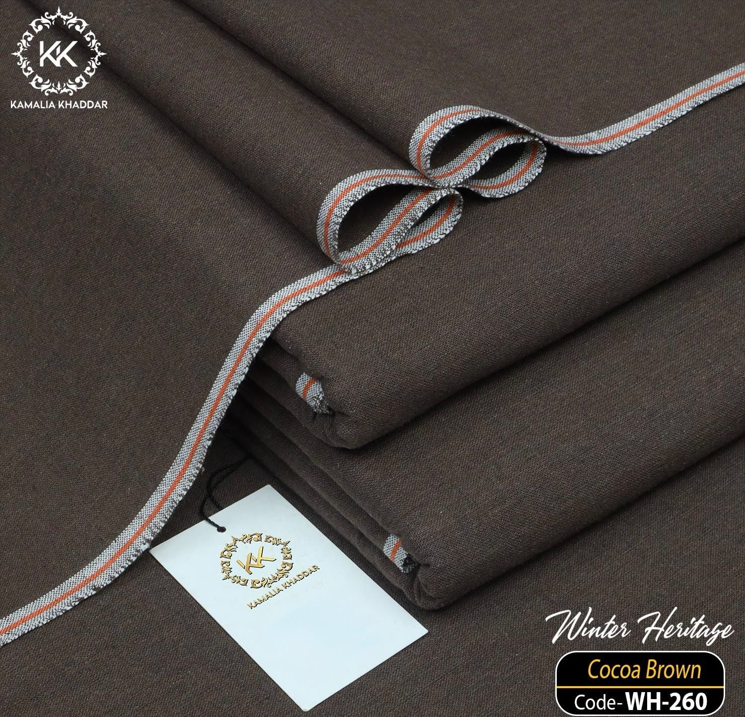 Cocoa Brown Dark Kamalia Khaddar – Premium Handwoven Winter Luxe Fabric 🧵