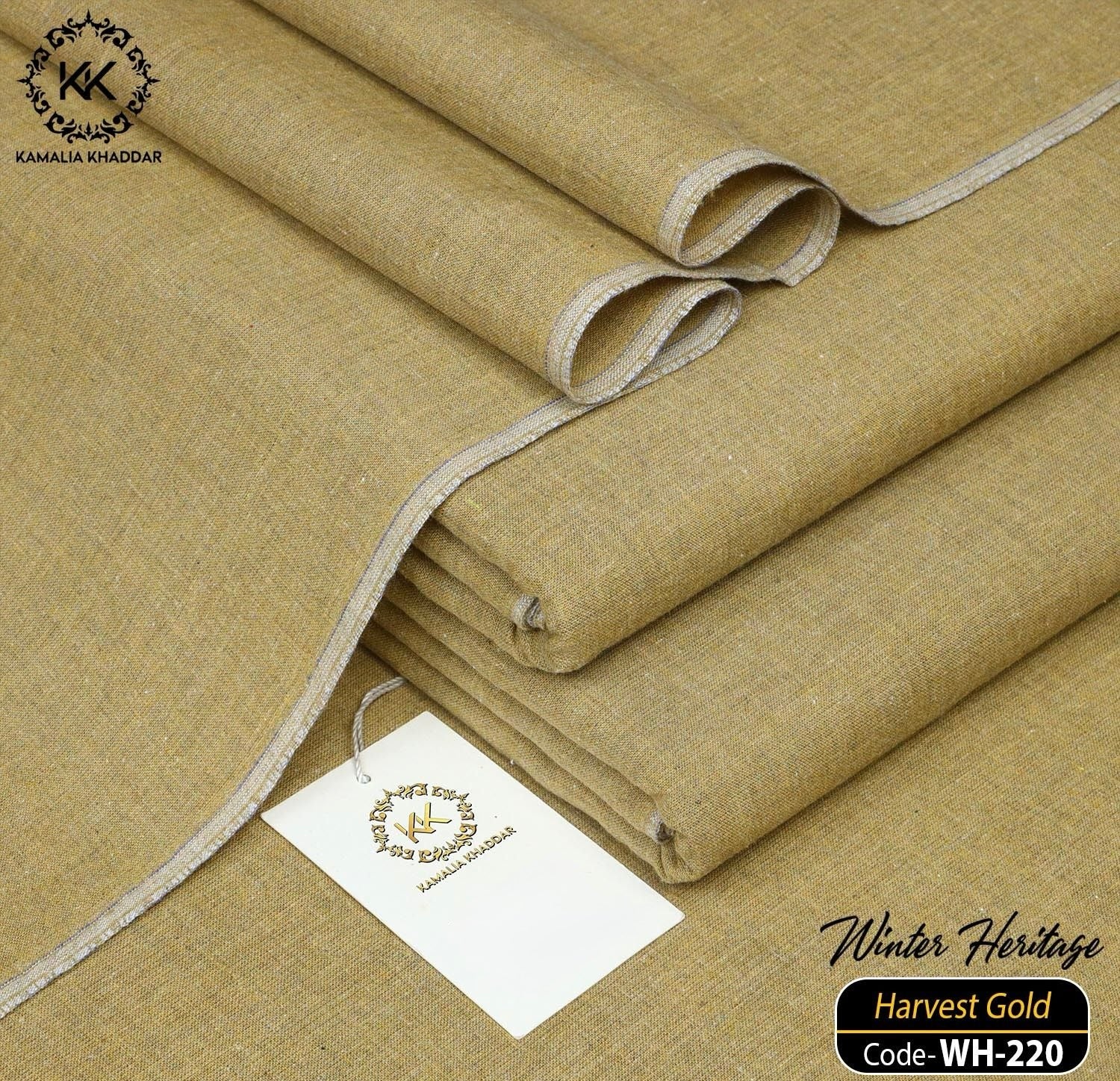 Harvest Gold Kamalia Khaddar – Premium Handwoven Winter Luxe Fabric ✨