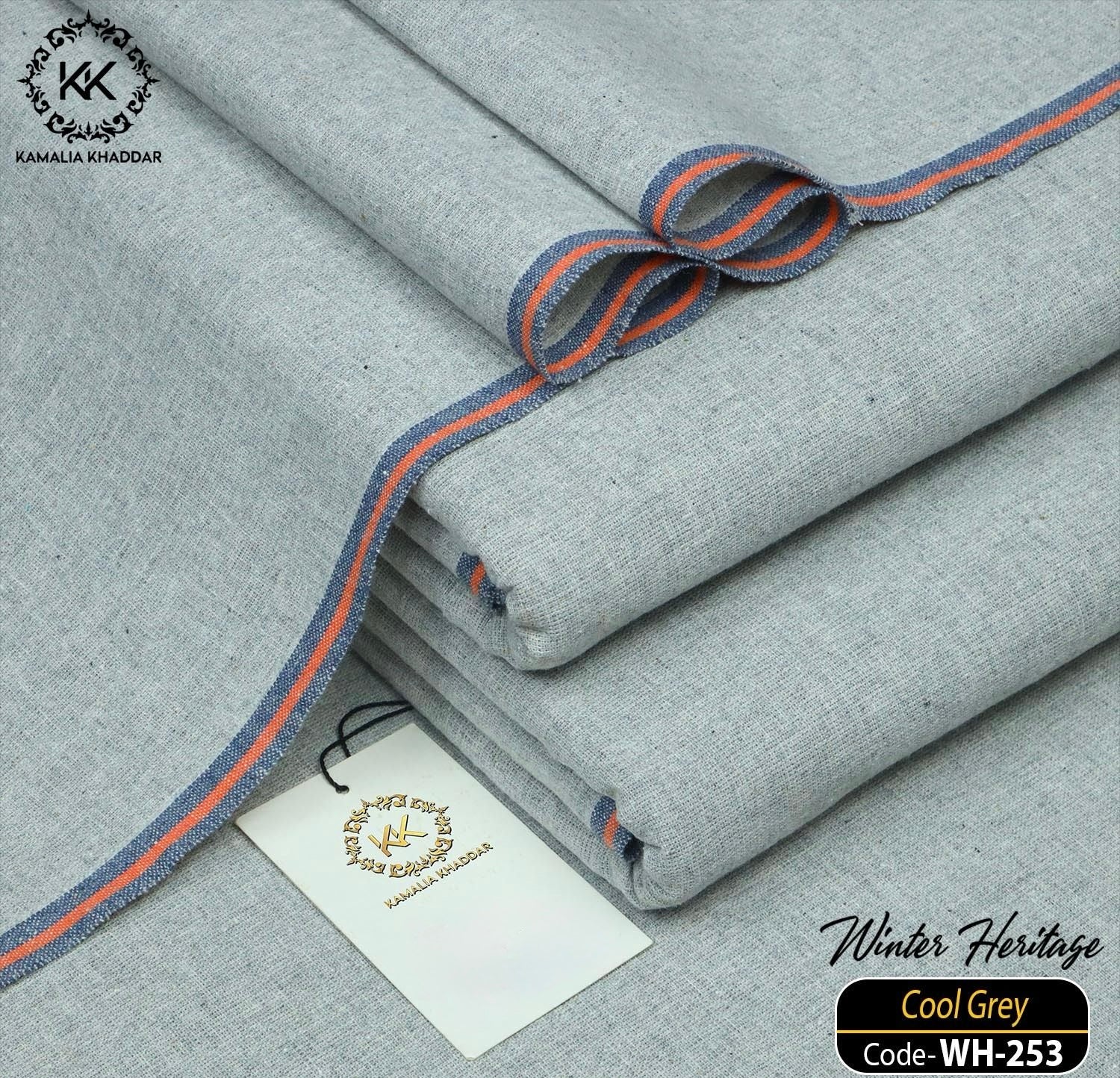 Cool Grey Kamalia Khaddar – Premium Handwoven Winter Luxe Fabric 🧵