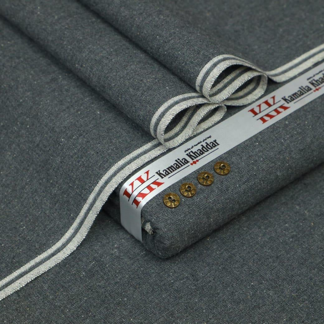 Charcoal Kamalia Khaddar – Premium Handspun & Handwoven Winter Luxe Fabric 🧵