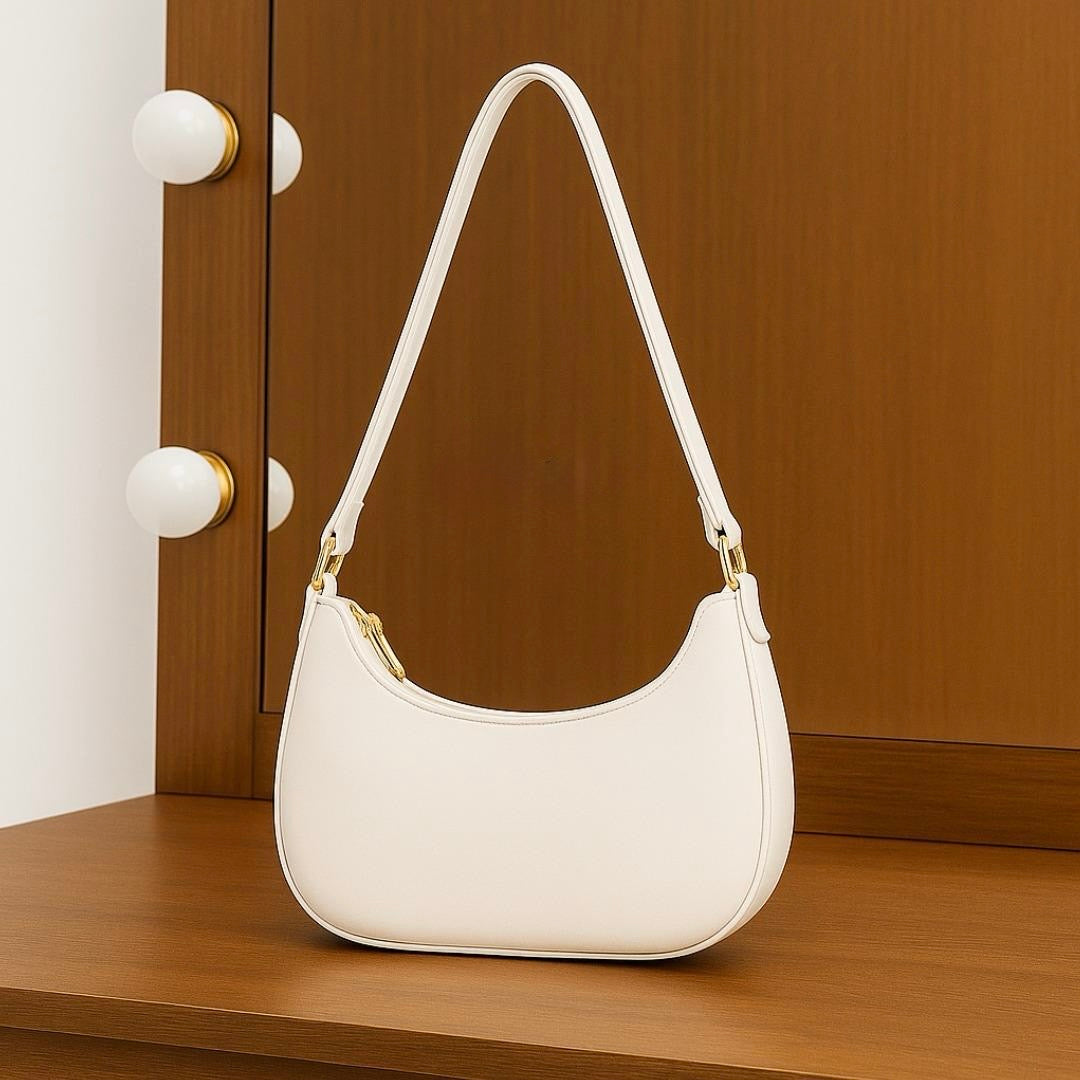✨👜 White Moon Bag – Minimalist Crescent Crossbody Handbag for Women 🌙✨
