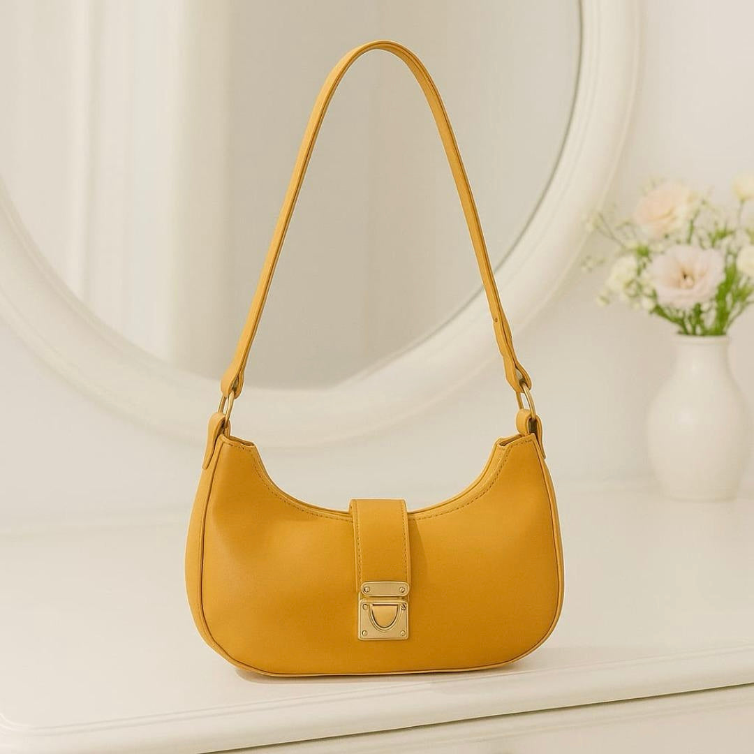 💛🌙 Dark Yellow Moon Bag – Bold Crescent Crossbody Handbag for Women ✨👜