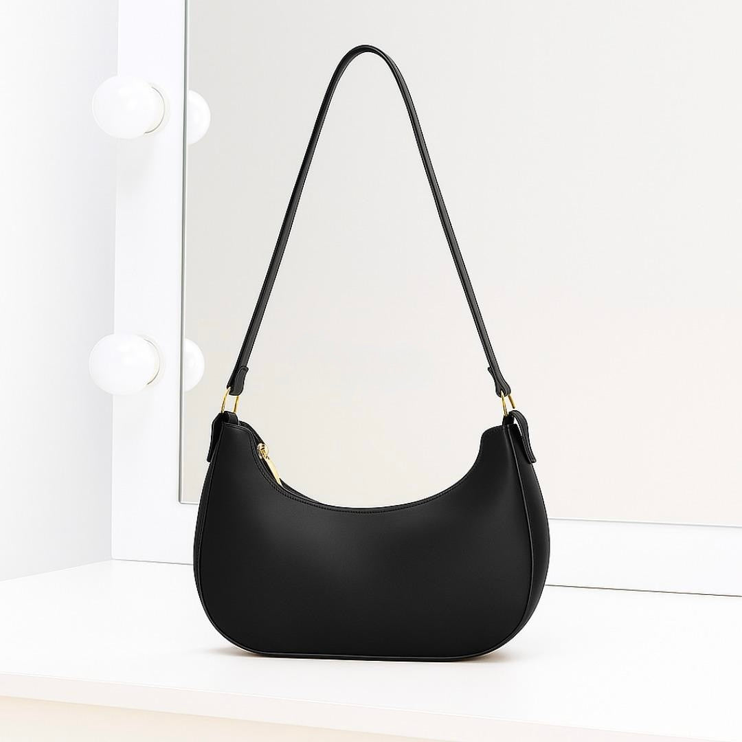 🖤🌙 Black Moon Bag – Elegant Crescent Crossbody Handbag for Women ✨👜